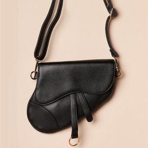 Mya Asymmetrical Shoulder Bag (Black)
